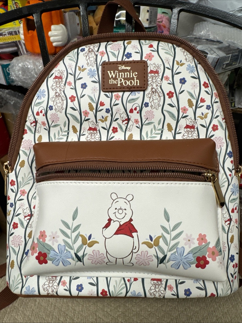 Disney Winnie the Pooh Floral Cream and Brown Mini Backpack - Picture 2 of 15